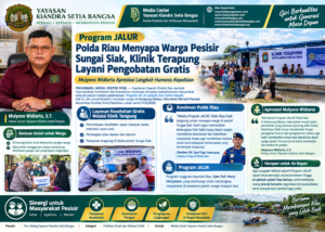 Program JALUR Polda Riau Menyapa Warga Pesisir Sungai Siak, Klinik Terapung Layani Pengobatan Gratis